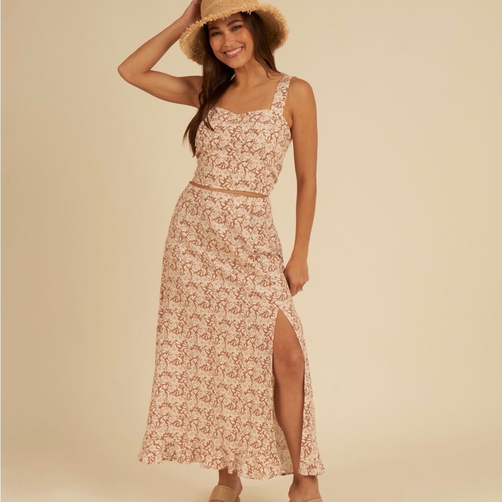 Rylee + Cru Floral Two-Piece Maxi Skirt Set